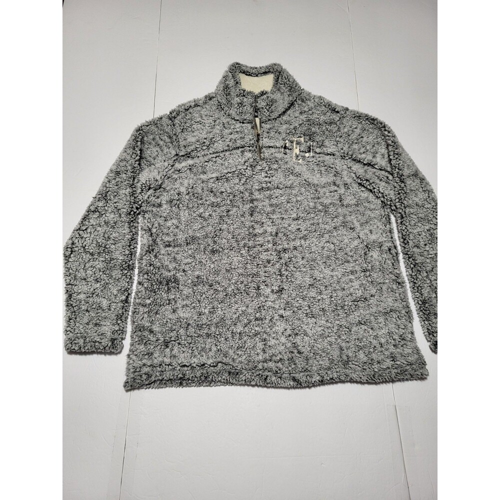 (#L7)Grizzly Sherpa Mens SZ XL Frost Gray High-Pile Fleece Quarter-Zip Pullover
